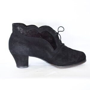 1940's Fur Lined Suede Ankle Boots With Pony Hair Inlay